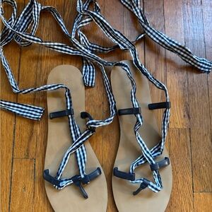 Black and White Gingham Sandals